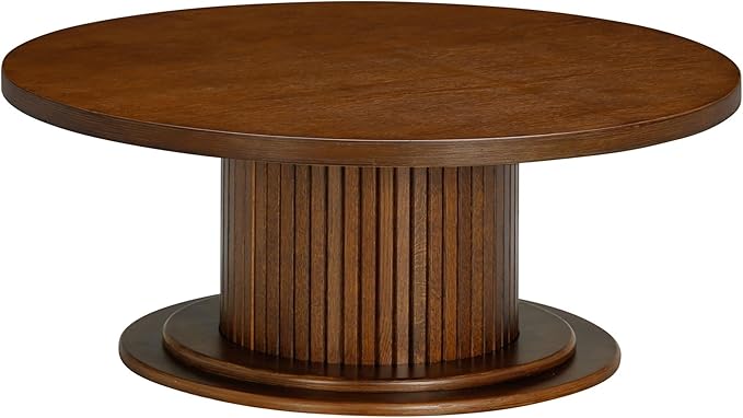 NTC 40 Inch Summit Modern Classic Tambour Wooden Round Coffee Table – - Image 3