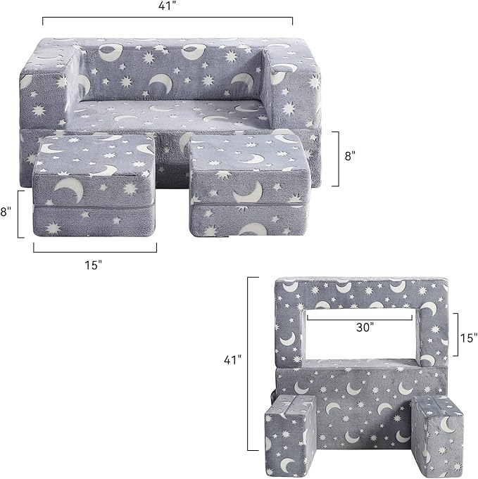 Kids Couch, Glow in The Dark Modular Kids Explore Sofa - Image 3