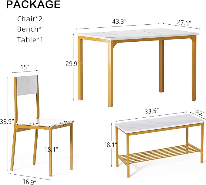 SogesHome Kitchen Table Set for 4, Compact Dining Table Chair Set - Image 4