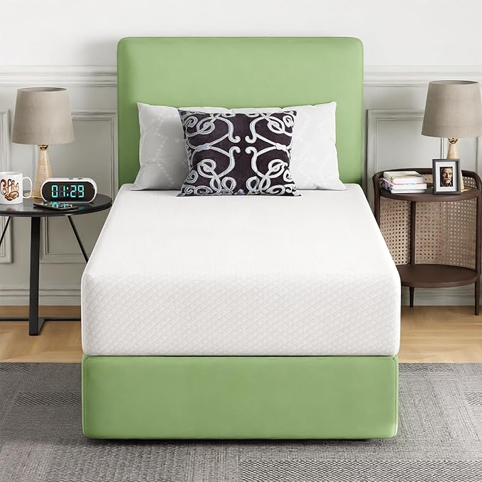 FDW | 10 Inch Twin Mattress | Medium Firm | Gel Memory Foam Mattress | White | by FDW
