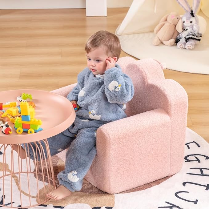 Tiita Kids Couch Sherpa Toddler Chair, Cloud-Like Comfy Kids Sofa Toddler - Image 2