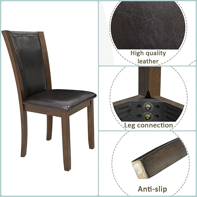 Dining Table Set for 5, 6-Piece Kitchen Table & Chairs Set - Image 2