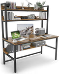 Aquzee Computer Desk with Hutch Bookshelves, 55 Inch Home Office Writing Desk by Aquzee