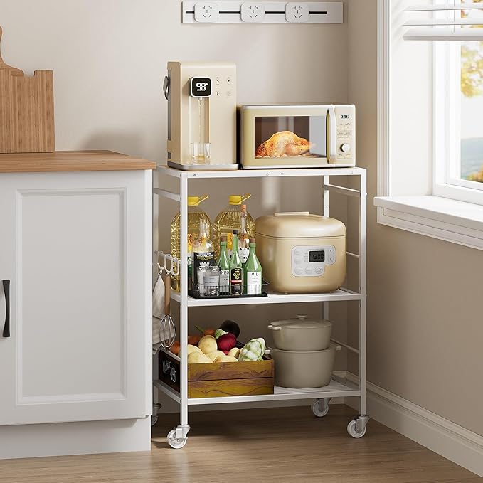 3-Tier Kitchen Cart with Adjustable Shelves by Unknown