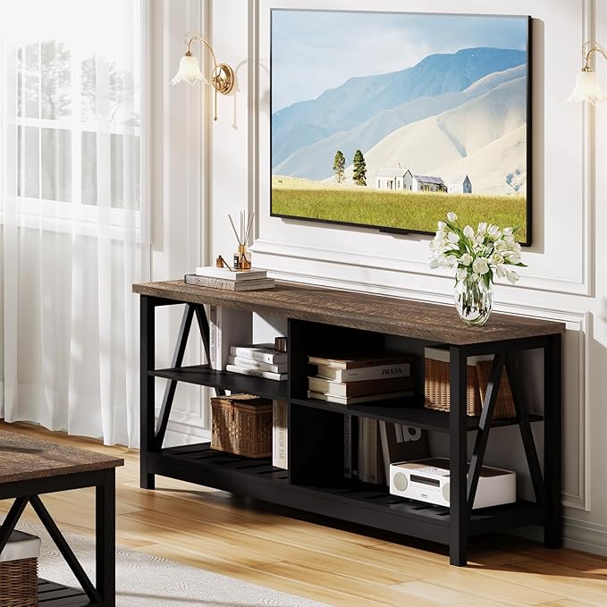 ChooChoo Farmhouse TV Stand for TVs up to 55 Inch, Modern Entertainment Center - Image 2