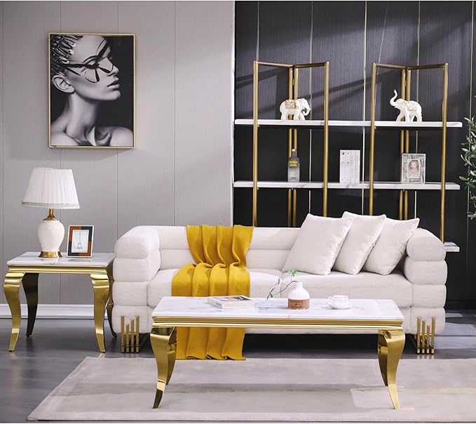 Gold End Table, Modern Square Living Room End Table - Image 7