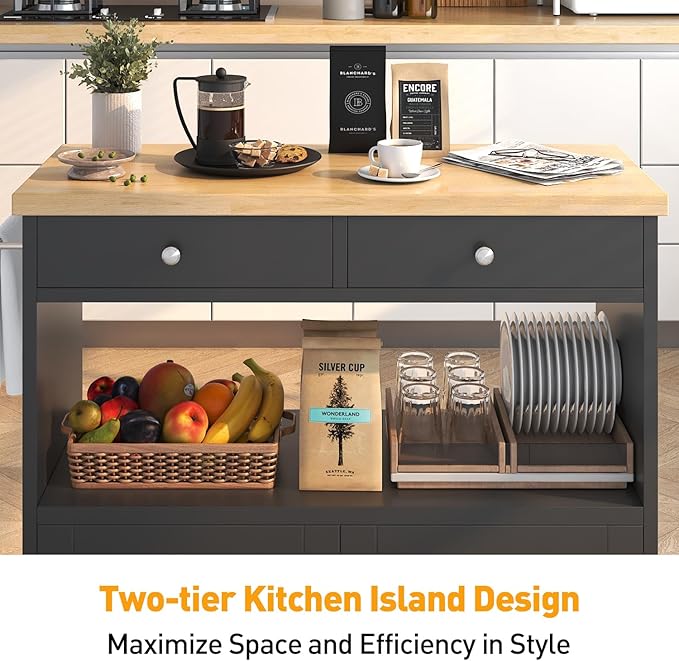 Rolling Kitchen Island with Storage Cabinet, 35.4'' Width Kitchen Cart - Image 5