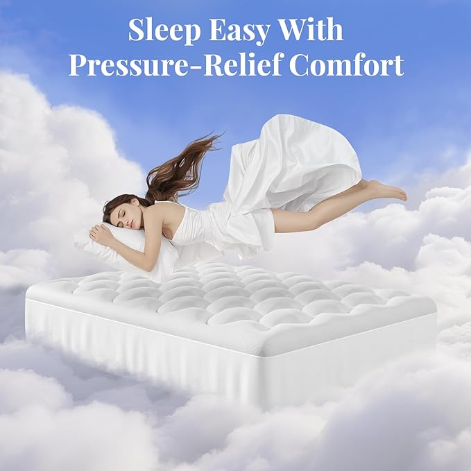 OhGeni Cooling 4 inch Dual Layer King Mattress Topper, 2 inch Cooling Gel - Image 8