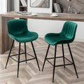 24 Inches Velvet Upholstered Island Stools, Bartools Set of 2, Fabric Counter by Whiterye