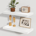 Fun Memories White Floating Shelves, 8 Inch Deep Wall Shelves Set of 2 by FunMemories