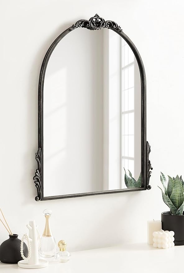 Kate and Laurel Myrcelle Traditional Arched Mirror; 21 x 26; Antique Black; - Image 3