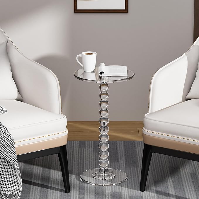 Acrylic Side Table, End Table Round Top - Image 4