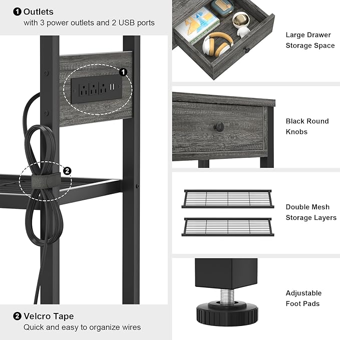 Ecoprsio Entryway Table with Outlets and USB Ports, Small Console Table with 2 - Image 4