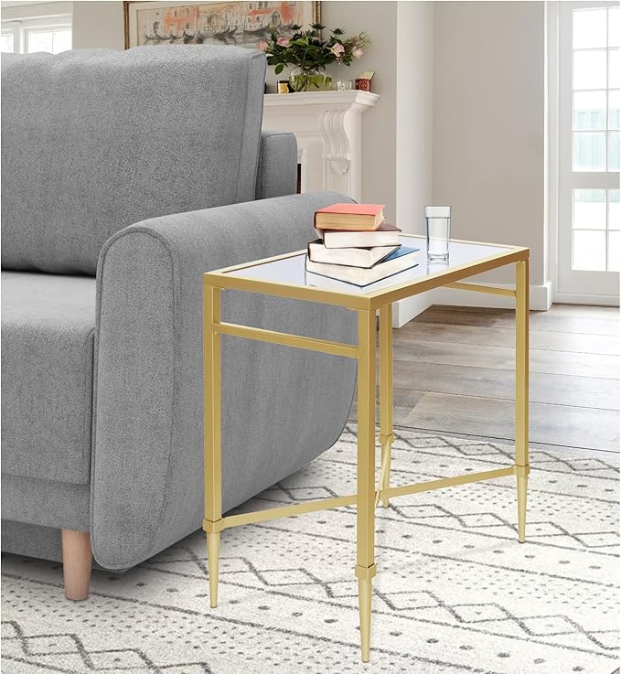 Gold End Table, Rectangle Side Table - Image 2