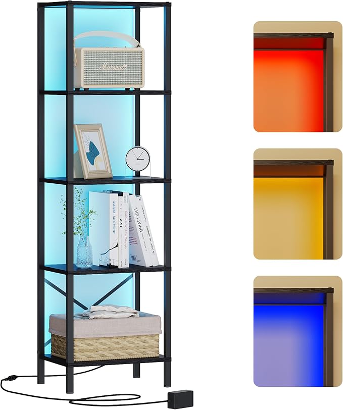 5-Tier Bookshelf, Tall Narrow Bookcase by JARHETUN