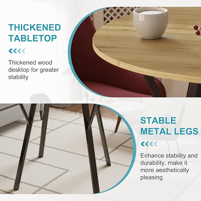 35" Round Dining Table for 4, Modern Small Circle Dinner Table Farmhouse Round - Image 3