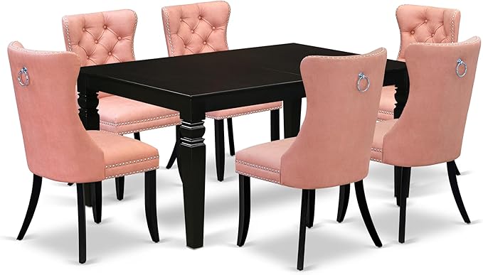 East West Furniture LGDA7-BLK-23 7 Piece Dining Table Set Contains a Rectangle by EastWestFurniture