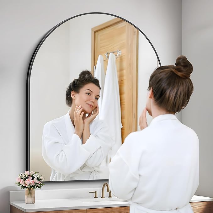FORBATH Arched Wall Mirror 40"x48", Large Arch Bathroom Mirror Black Aluminum - Image 5