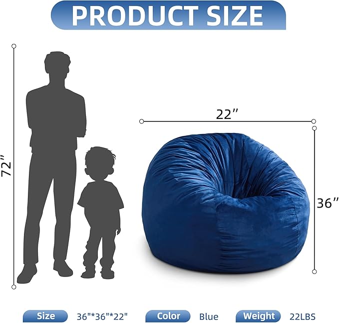 Hobestluk 3FT Bean Bag Chair Giant Bean Bag Chairs - Image 2