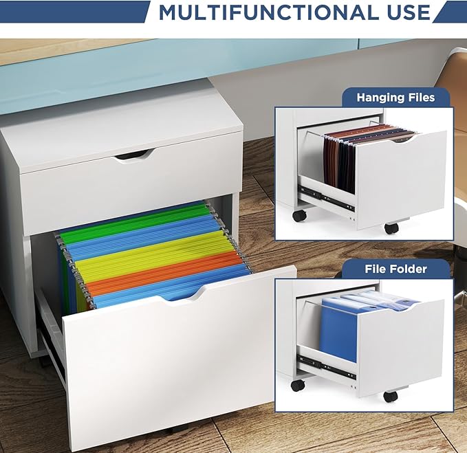 HollyHOME 2-Drawer Wood File Cabinet, Under Desk Cabinet - Image 5