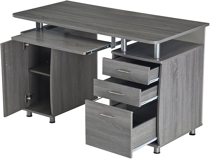 47.5'' Computer Desk with File Cabinet and Drawers, Storage Cabinet with - Image 9