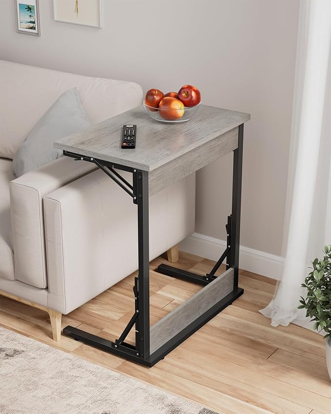 Tatub 24" Wide Folding C-Shaped End Table, Small Side Desk - Image 8