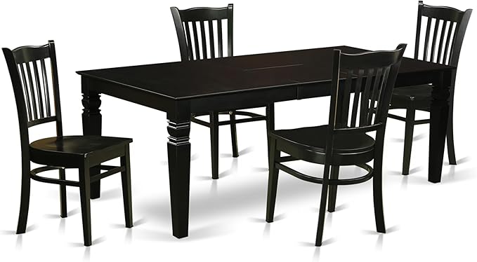 East West Furniture LGGR5-BLK-W 5 Piece Dining Room Furniture Set Includes a by EastWestFurniture