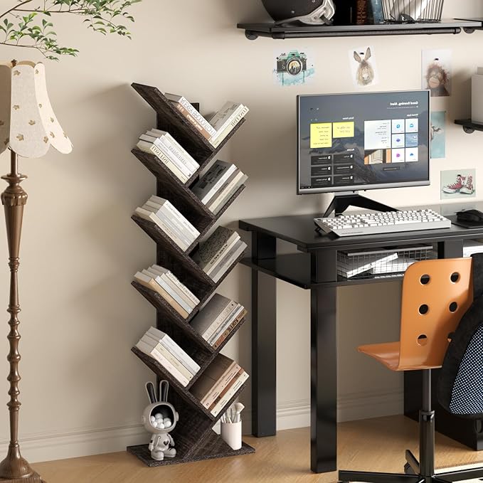 10 Tier Tree Book Shelf, Floor Standing Wood Bookshelf - Image 7
