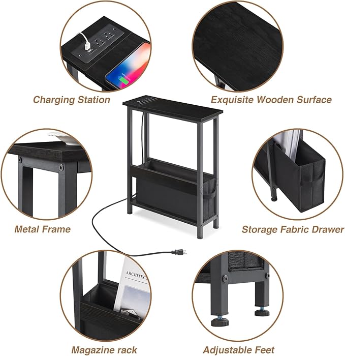 Slim Charging End Table with Storage - Image 7