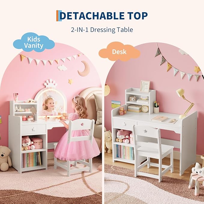 IDEALHOUSE Kids Vanity Table and Chair Set - Image 6