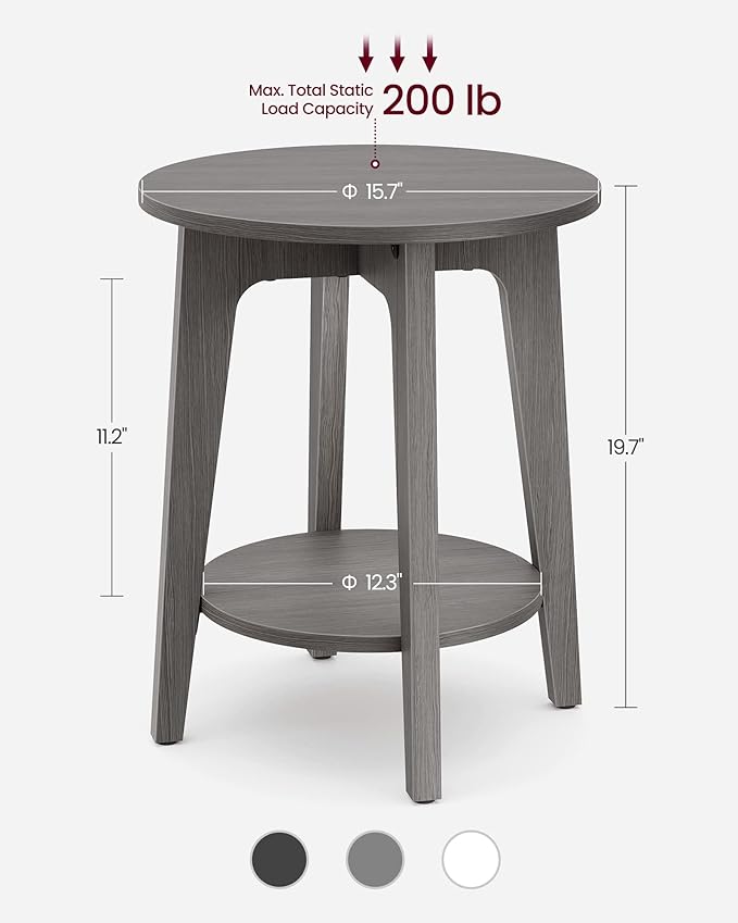 VASAGLE Side Table, Small Round End Table - Image 3