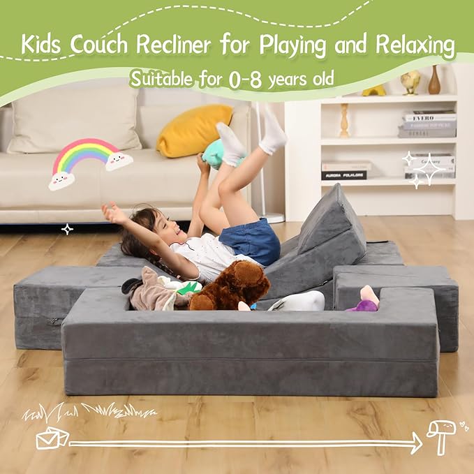 Modular Kids Play Couch, Kids Sofa Toddler Couch, Foam Play Set - Image 4