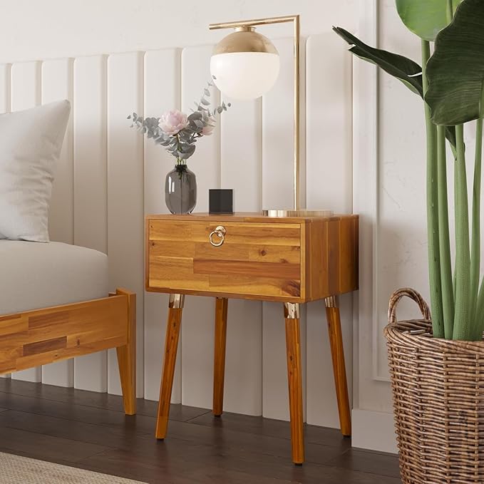 Bme Alden Solid Wood Nightstand/Side Table/End Table, Fully Assembled, by Bme