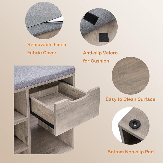 DINZI LVJ Shoe Bench, Entryway Storage Bench - Image 9