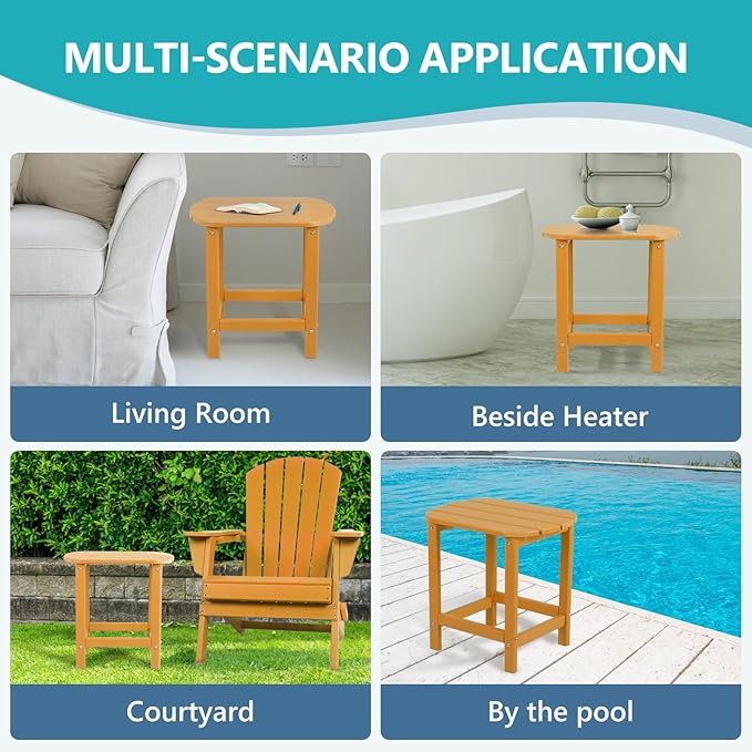 Hdpe Outdoor Adirondack Side Table, Wooden Textured, Set - Image 6