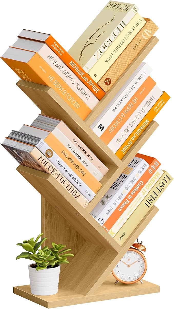 Hoctieon 4 Tier Tree Bookshelf, 4 Shelf Bookcase, Free Standing Tree Bookcase by Hoctieon
