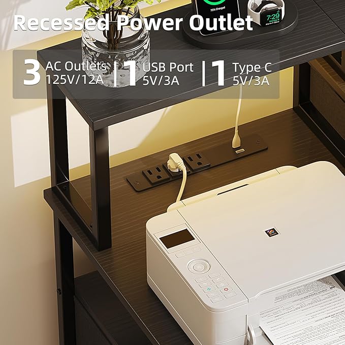53" Computer Desk with 4 Drawers & Power Outlets, Reversible Home Office Desk - Image 6