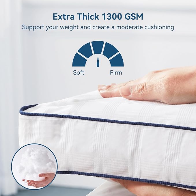 ELEMUSE Twin Cooling Mattress Topper, Extra Thick 1300gsm Mattress Pad - Image 3