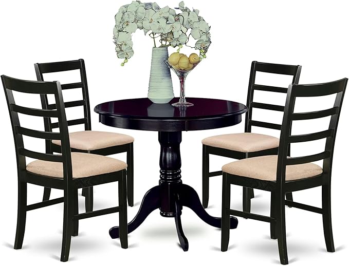 East West Furniture ANPF5-CAP-C 5 Piece Dining Set Includes a Round Kitchen by EastWestFurniture