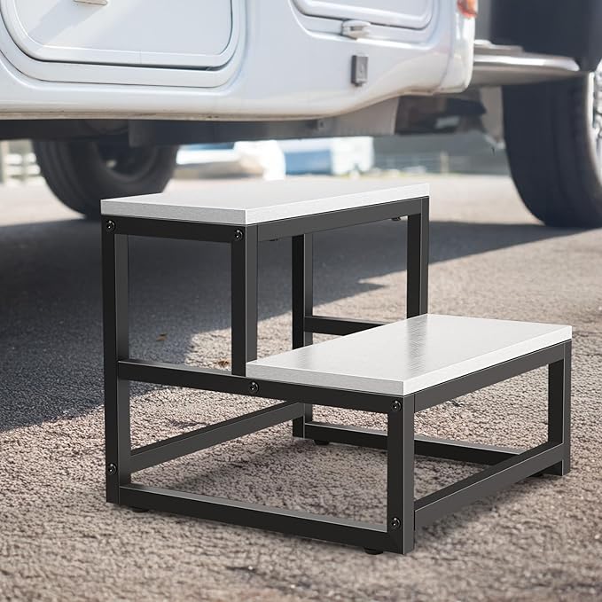 Wood and Metal 2 Step Stool for Adults & Kids – Heavy Duty Rustic Step Stools - Image 6
