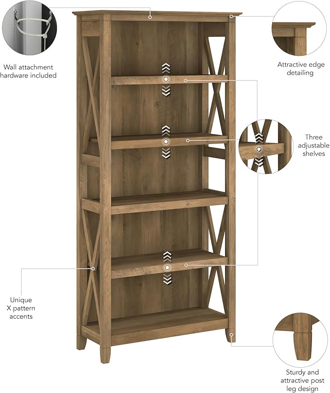 Bush Furniture Tall 5 Shelf Bookcase - Image 7