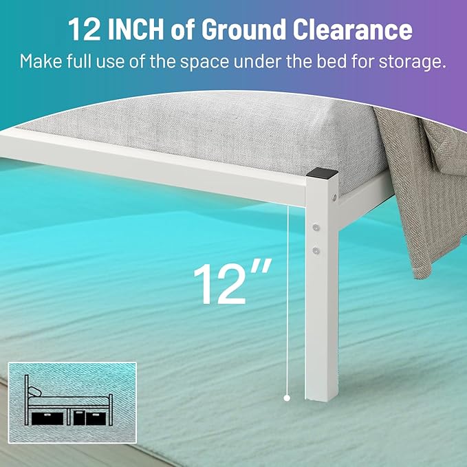 Full Size Bed Frame with Headboard, Heavy Duty Steel Slats Support-LED Bed - Image 5