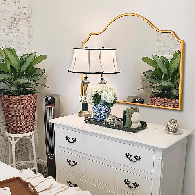 Chende Gold Arched Mirror, Elegant Wall Mirror - Image 2