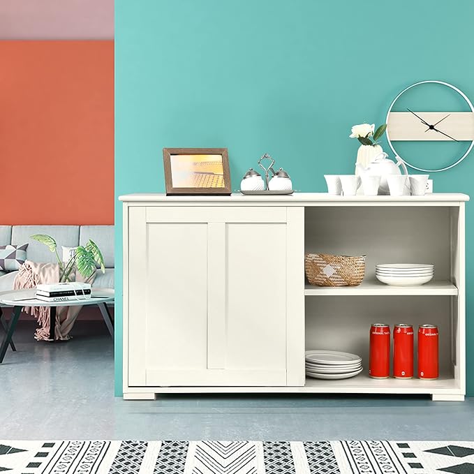 Costzon Sideboard Buffet Cabinet, Wooden Kitchen Storage Cabinet - Image 2