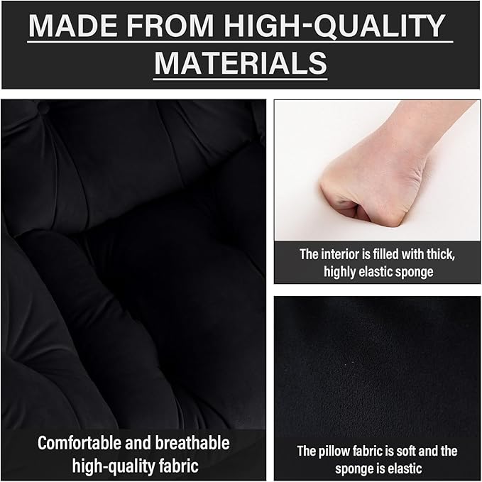 Lazy Chair with Ottoman, Comfy Reading Lounge Chair with Footstool & Throw - Image 5