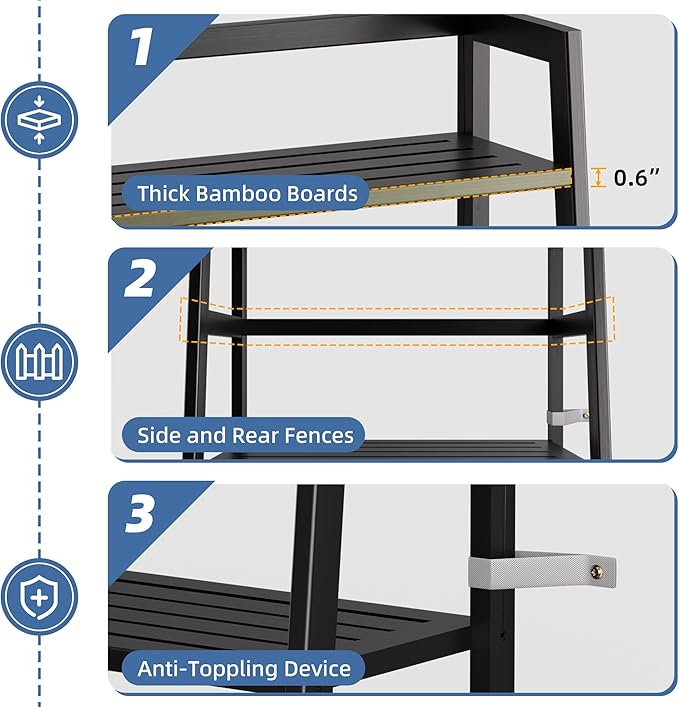 HITNET Black Bookshelf, 4-Tier Ladder Shelf, Freestanding Leaning Bookcase - Image 6