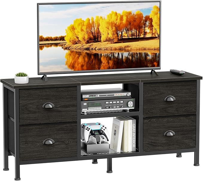 Furologee TV Stand with 4 Drawers, 43 inch Entertainment Center with Open by Furologee