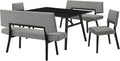 Armen Living Channell Mid Century Modern 5 Piece Black Wood Dining Table Set by ArmenLiving