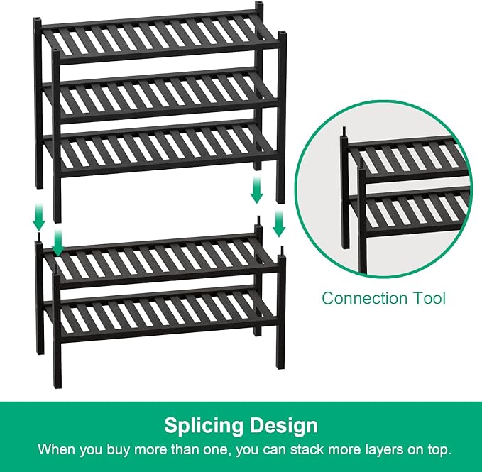 Shoe Rack 2-Tier Organizer-Stackable Storage Shelf - Image 6