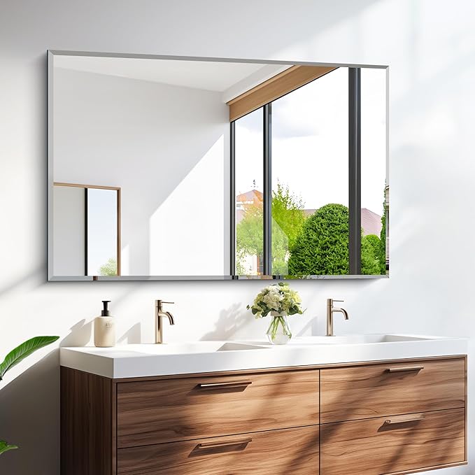 Beveled Bathroom Mirror, 30x48 Inch Large Frameless Mirrors - Image 8